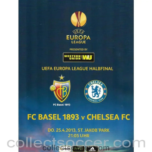 2013 - Basel V Chelsea 25/4/2013 Europa League Semi Final Official Programme - Collect Soccer