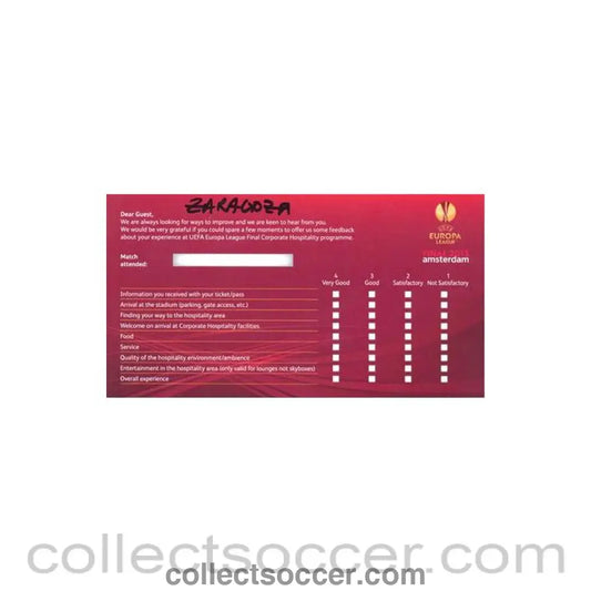 2013 - Chelsea V Benfica Europa League Final 2013 Corporate Hospitality feedback form card - Collect Soccer