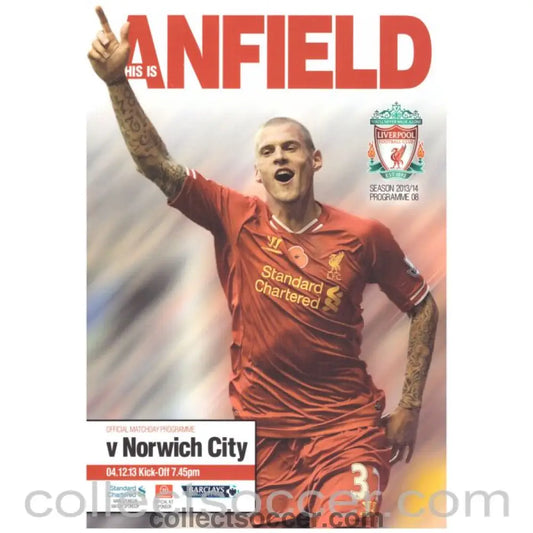 2013 Liverpool v Norwich Official Football Programme - Collect Soccer