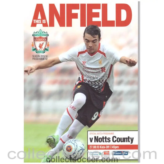 2013 Liverpool v Notts County Official Football Programme Capital Cup - Collect Soccer