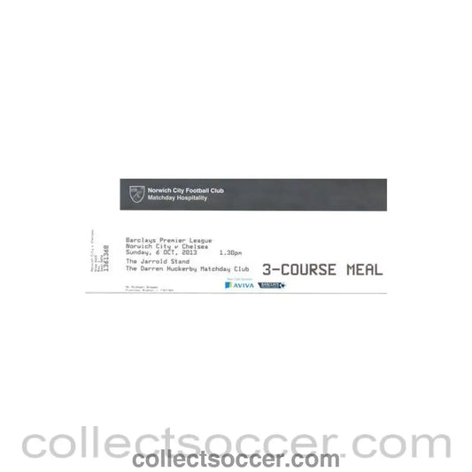 2013 - Norwich City v Chelsea ticket 06/10/2013 Premier League - Collect Soccer