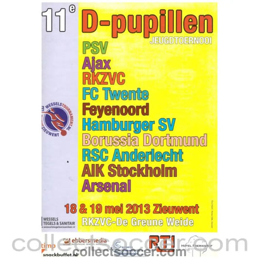 2013 Pupillen Jeugdtoernooi Youth Tournament Football Programme (Arsenal) - Collect Soccer