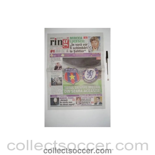 2013 - Ring Rumanian newspaper/programme, covering Steaua Bucharest v Chelsea 07/03/2013 UEFA Europa League - Collect Soccer