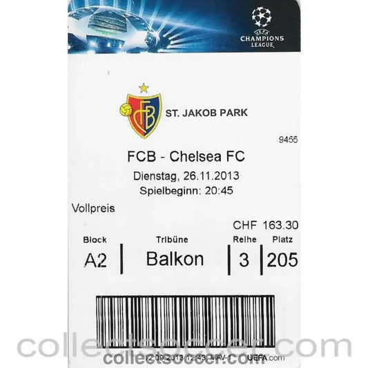 2013 - Ticket - Basel v Chelsea 26/11/2013 - Collect Soccer