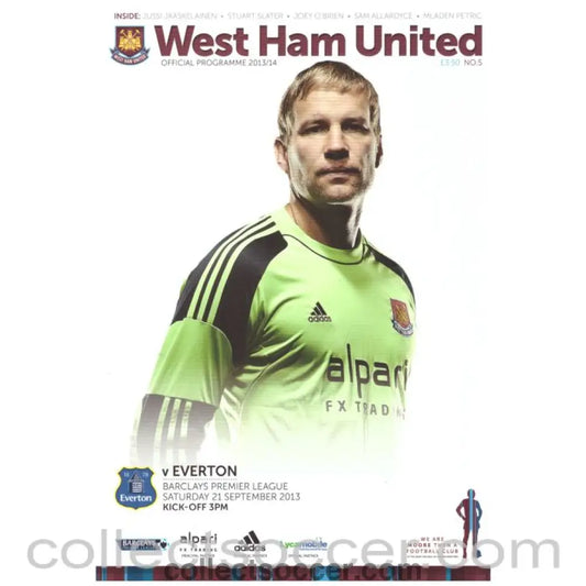 2013 West Ham United v Everton Football Programme - Collect Soccer
