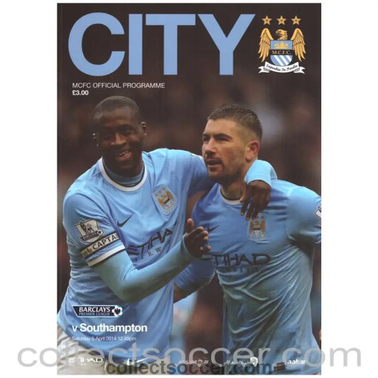 2014 - 2013 Manchester City v Southampton Official Programme + City Stories Brochure - Collect Soccer