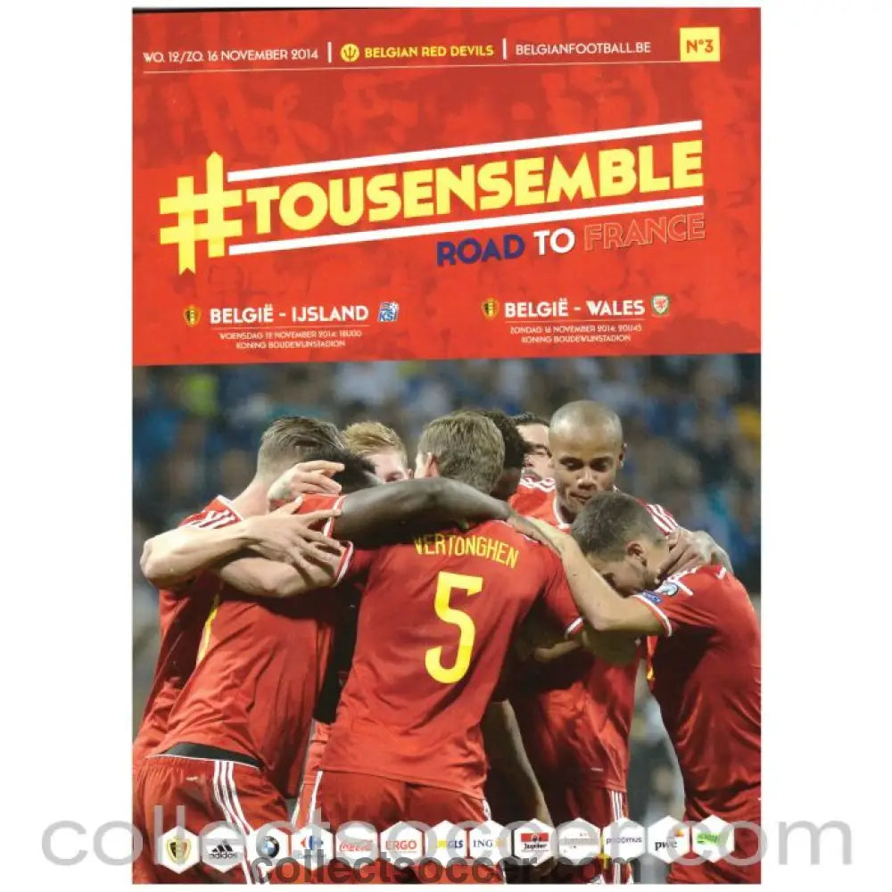 2014 Belgium v Wales and Belgium v Iceland Official Programme - Collect Soccer