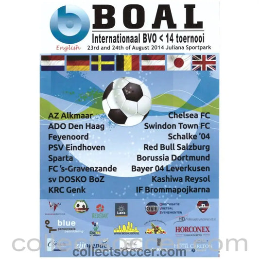 2014 - BOAL International Youth Tournament Official Programme in English includes Chelsea and Swindon - Collect Soccer