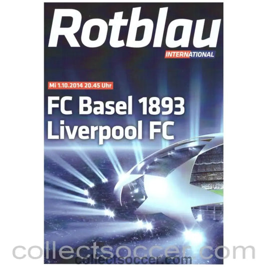 2014 FC Basel V Liverpool Official Programme - Collect Soccer