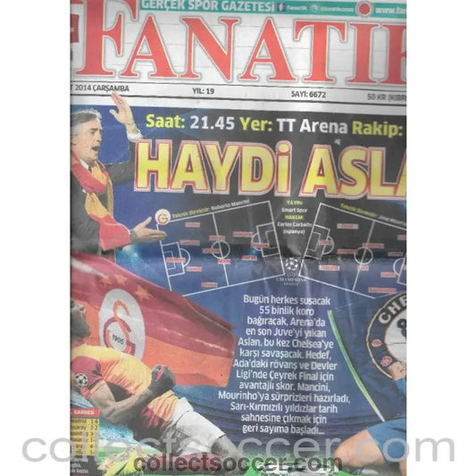 2014 - Galatasaray v Chelsea - Fanatik Newspaper covers game 26/02/2014 - Collect Soccer