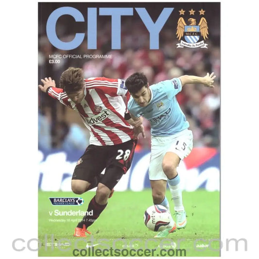 2014 Manchester City v Sunderland Official Programme + Poster - Collect Soccer