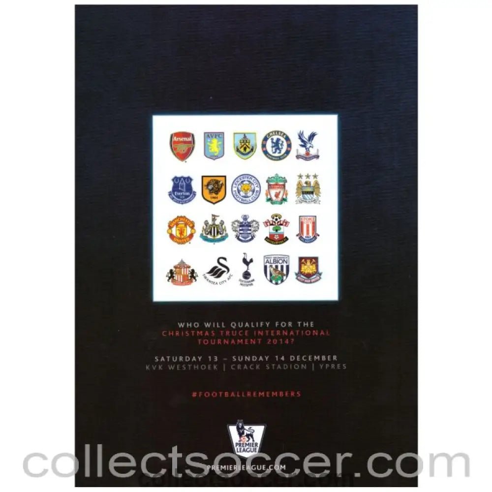 2014 Premier League Christmas Truce National Finals Programme + 4 page Issue - Collect Soccer