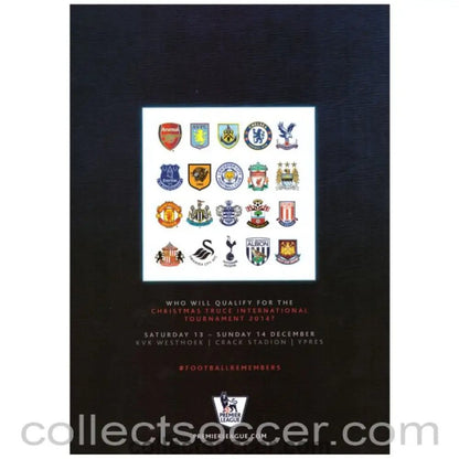 2014 Premier League Christmas Truce National Finals Programme + 4 page Issue - Collect Soccer