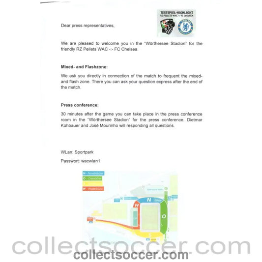 2014 - RZ Pellets WAC v Chelsea Official English Press Handout 23/07/2014 - Collect Soccer