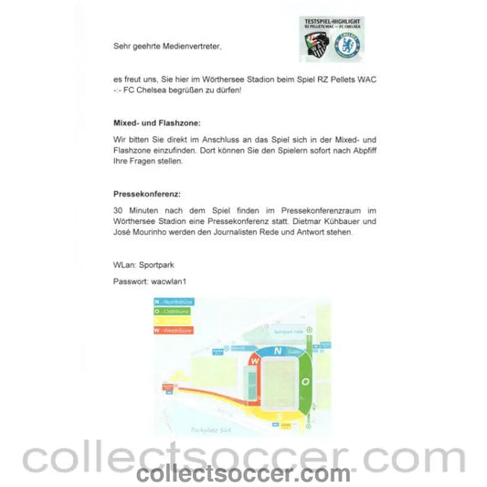 2014 - RZ Pellets WAC v Chelsea Official German Press Handout 23/07/2014 - Collect Soccer