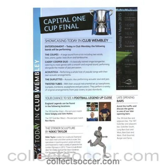 2015 Capital Cup Final Chelsea v Tottenham Hotspur List of Activities for General Hospitality - Collect Soccer