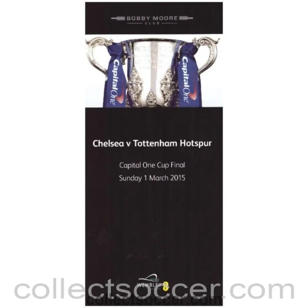 2015 Capital Cup Final Chelsea v Tottenham Hotspur VIP Menu - Collect Soccer