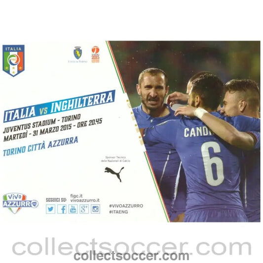 2015 Italy V England Original Programme - Collect Soccer