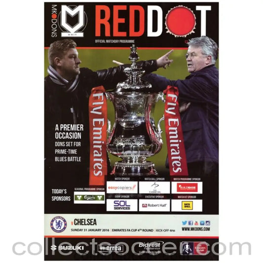 2016 MK Dons v Chelsea FA Cup 4th Round Football Programme - Collect Soccer