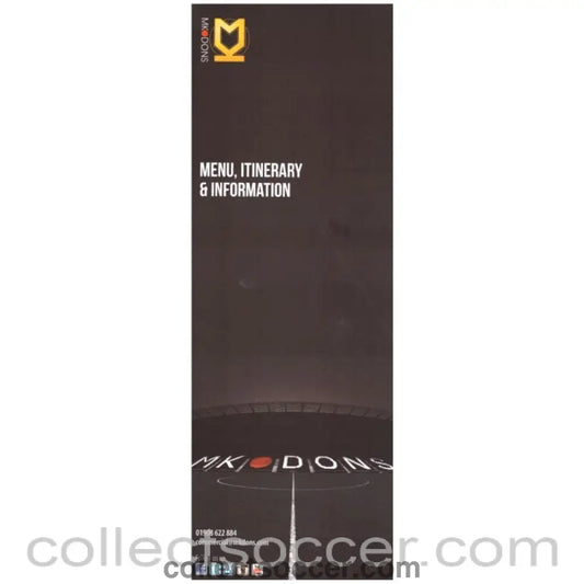 2016 MK Dons v Chelsea FA Cup 4th Round VIP Menu - Collect Soccer