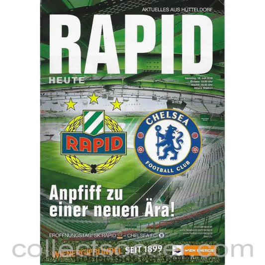 2016 - Rapid Vienna v Chelsea Football Programme 16/07/2016 - Collect Soccer