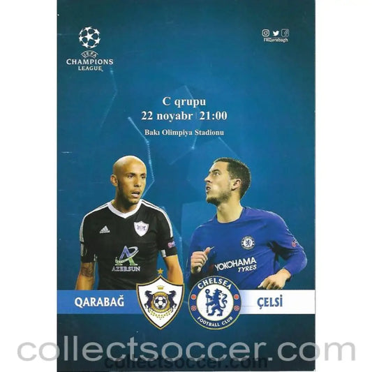 2017 - Qarabag v Chelsea 22/11/2017 Official Football Programme - Collect Soccer