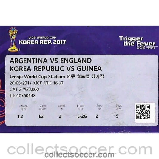 2017 Under 20 World Cup Ticket England v Argentina - Collect Soccer
