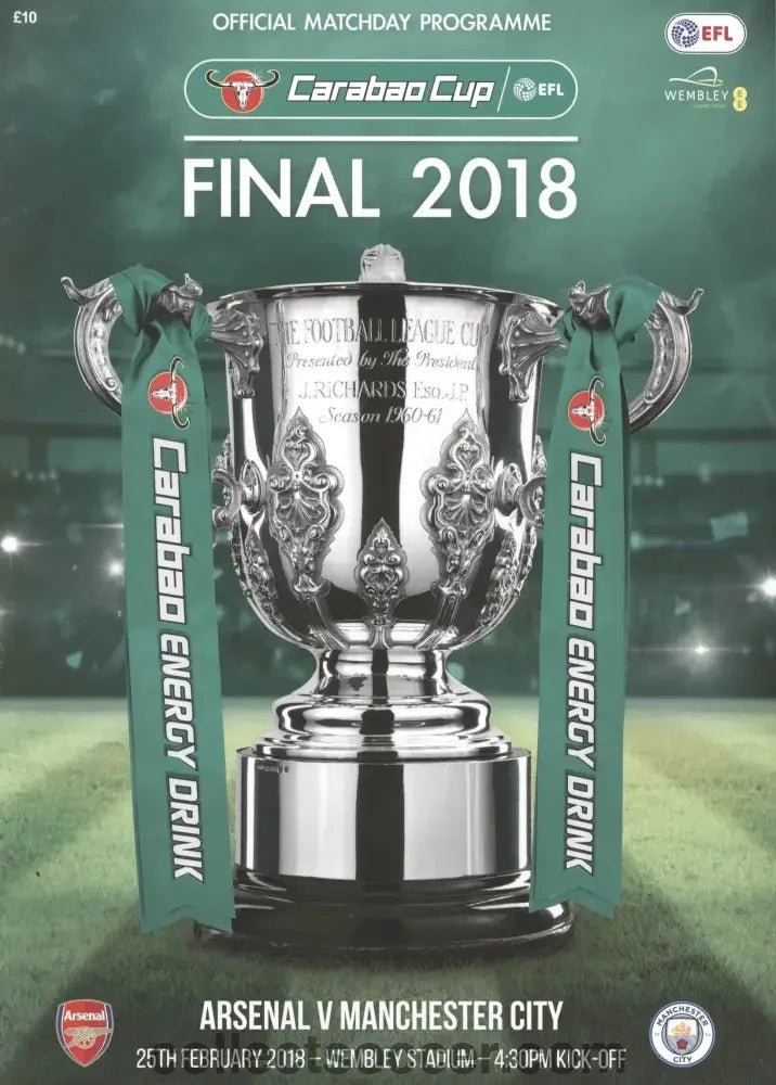 2018 League Cup Final Programme Arsenal v Manchester City - Collect Soccer