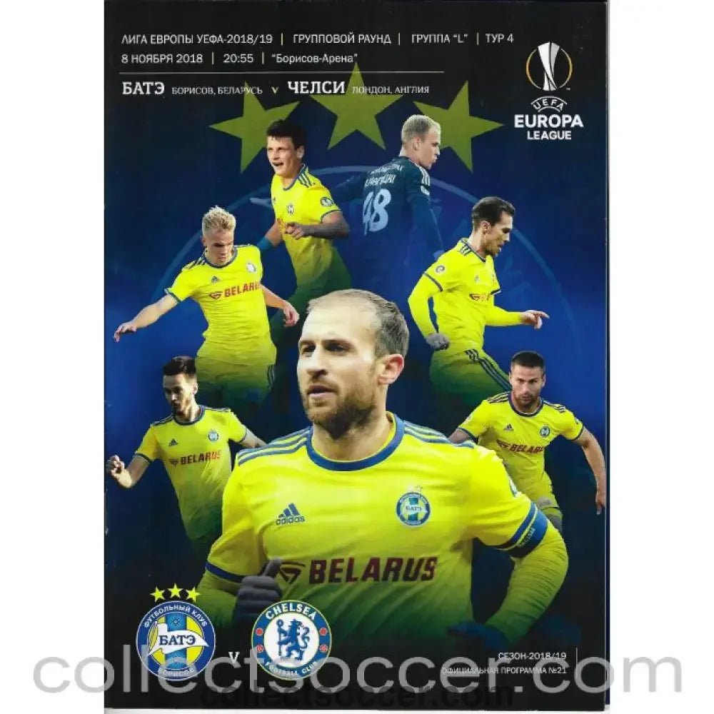 2018 - Official Programme Bate Borisov v Chelsea UEFA Europa League 8/11/2018 - Collect Soccer