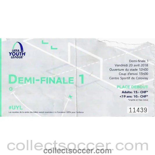 2018 UEFA Youth League Semi Final Ticket - Chelsea v Porto - substandard - Collect Soccer