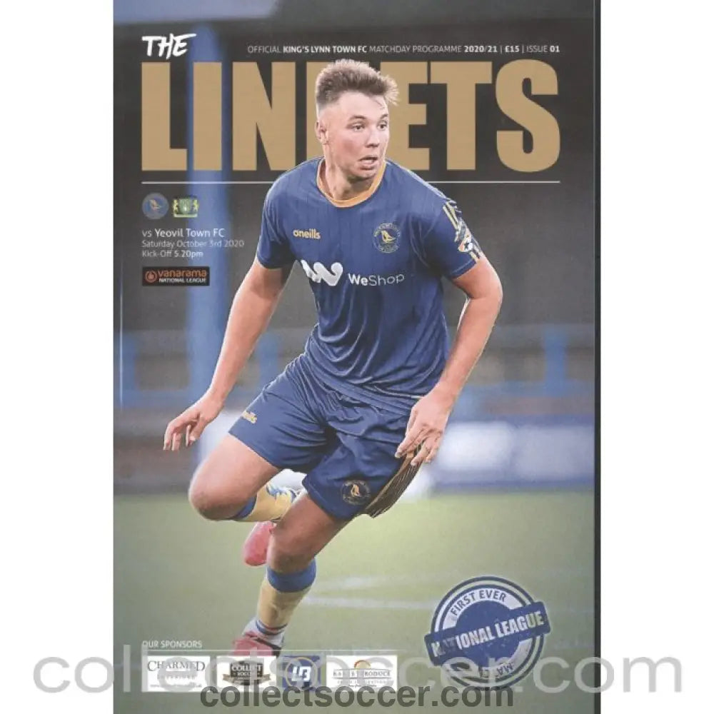 2020 - King's Lynn Town FC v Yeovil Town FC 03/10/2020 Football Programme - Collect Soccer