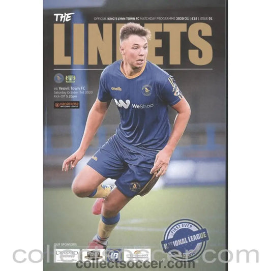 2020 - King's Lynn Town FC v Yeovil Town FC 03/10/2020 Football Programme - Collect Soccer
