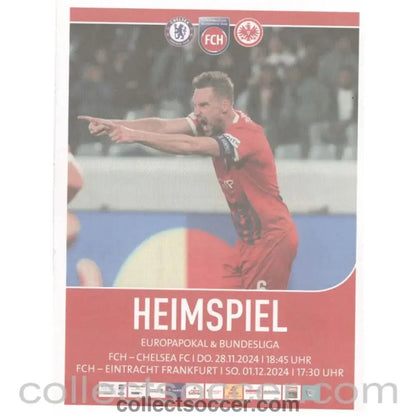 2024 - Chelsea v Heidenheim 28/11/24 WITH ORIGINAL TEAMSHEETS FROM STADIUM - double issue also covers Frankfurt 1/12/24 - Collect Soccer
