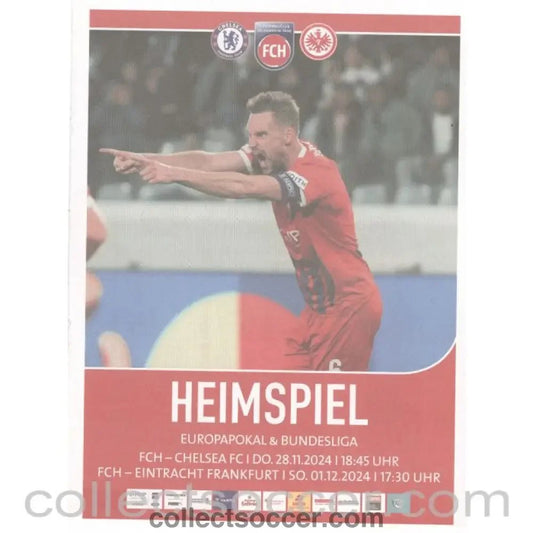 2024 - Chelsea v Heidenheim 28/11/24 WITH ORIGINAL TEAMSHEETS FROM STADIUM - double issue also covers Frankfurt 1/12/24 - Collect Soccer