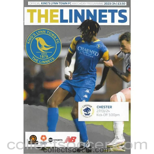 2024 - Kings Lynn Town FC v Chester FC 27/1/24 Programme - Collect Soccer