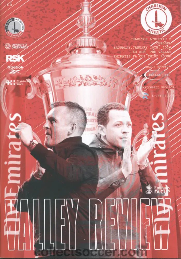 2026 FA Cup 3rd Round Charlton Athletic v Chelsea Programme + Original Teamsheet - Collect Soccer