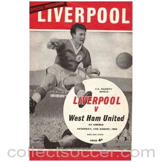 1964 Charity Shield Official programme Liverpool v West Ham United - Collect Soccer