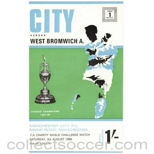 1968 Charity Shield Official Programme Manchester City v West Bromwich Albion - Collect Soccer