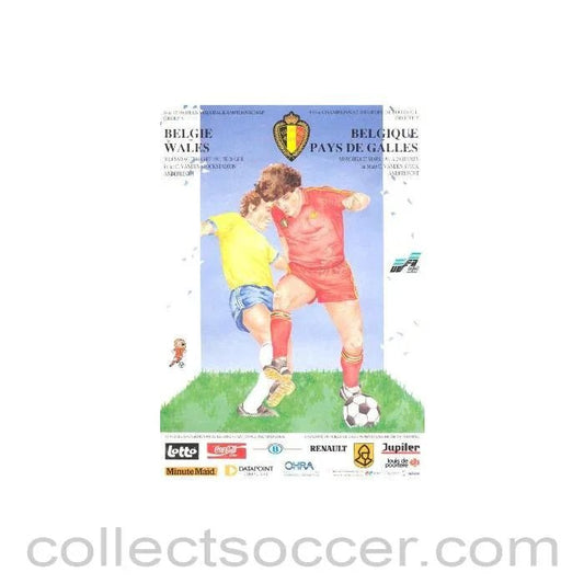 1991 - Belgium v Wales official programme 27/03/1991 - Collect Soccer