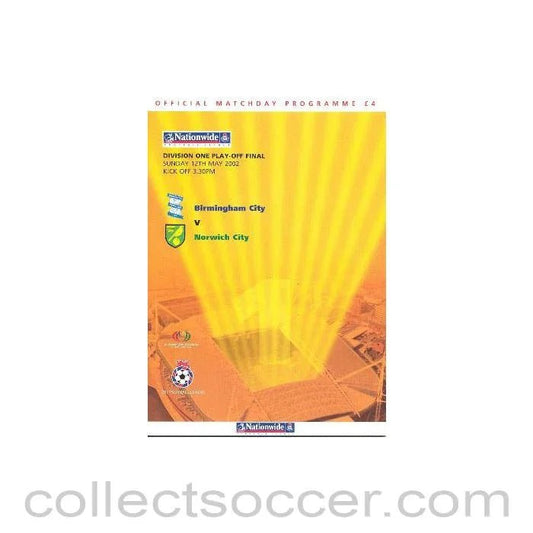 2002 Birmingham City v Norwich City official programme 12/05/2002 Division One Play - Off Final - Collect Soccer