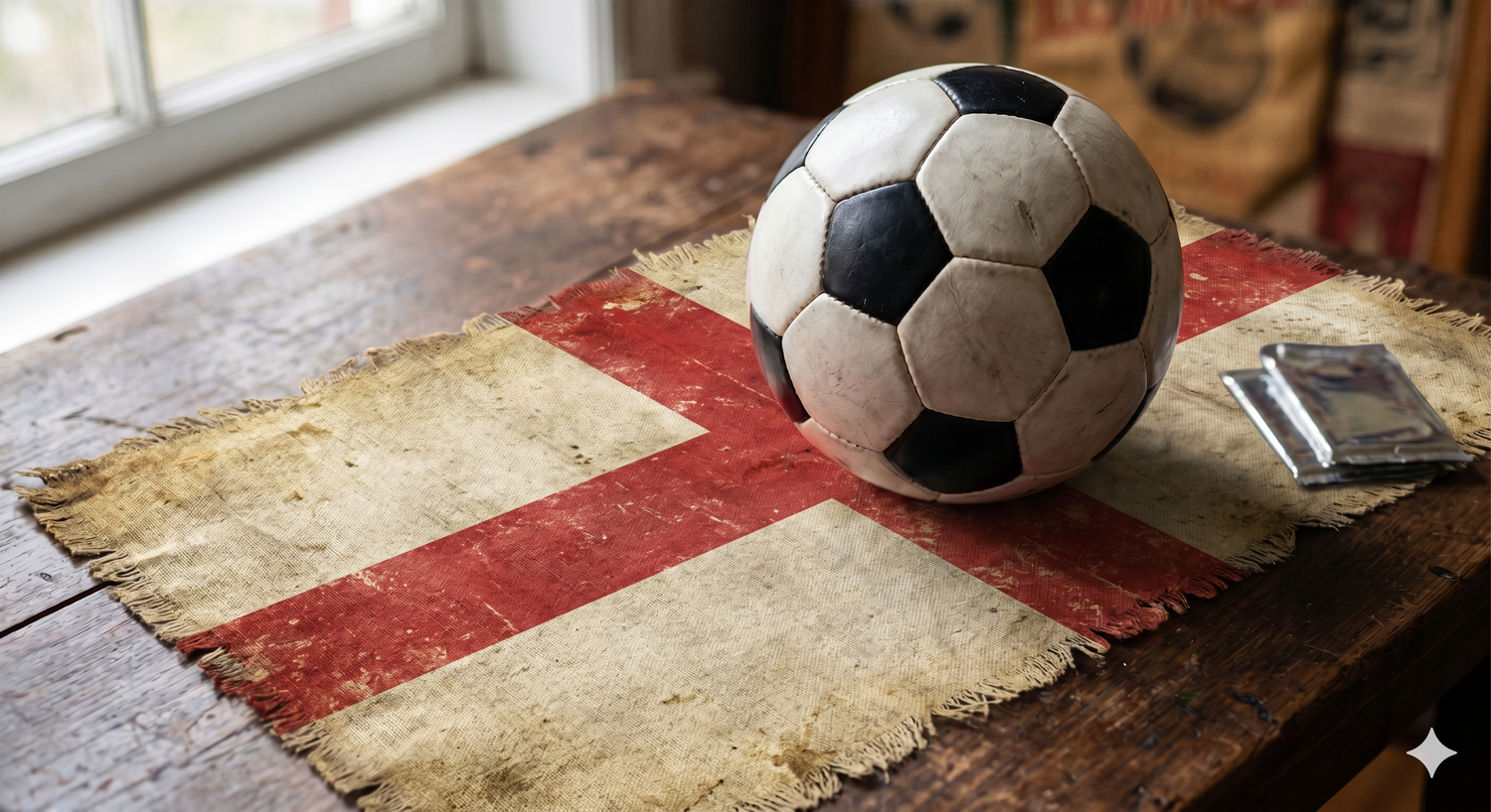 England Football Memorabilia. Old flag & old football. Collect Soccer