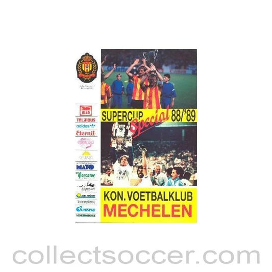 1989 Mechelen v P.S.V. official programme 03/02/1989 Super Cup - Collect Soccer