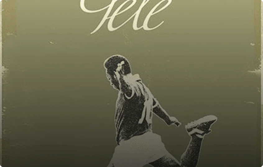 Vintage-style poster with a silhouette of a person kicking a soccer ball on a dark background, featuring the name 'Goleiro' at the top.