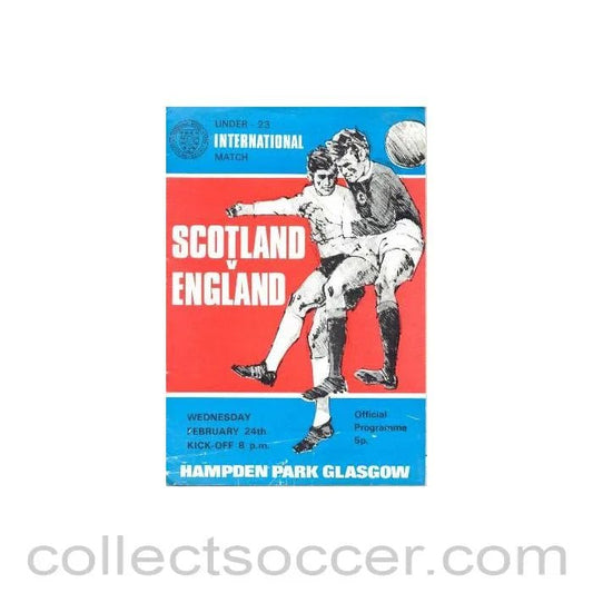 1972 Scotland v England Under - 23 International Match official programme 24/02/1972 - Collect Soccer