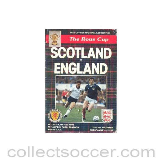 1985 Scotland v England official programme 25/05/1985 The Rous Cup - Collect Soccer