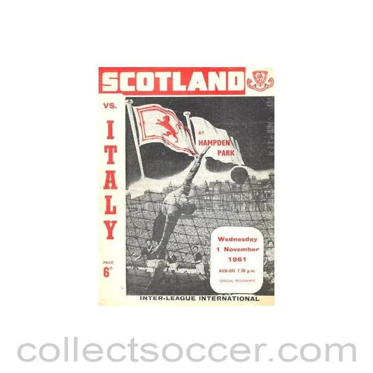 1961 Scotland v Italy official programme 01/11/1961 - Collect Soccer