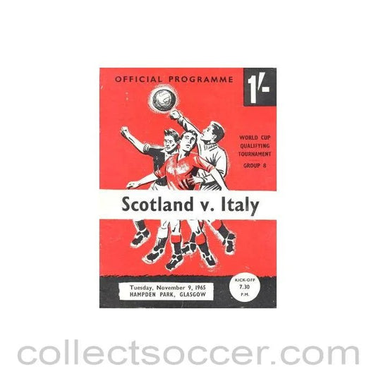 1965 Scotland v Italy official programme 09/11/1965 - Collect Soccer