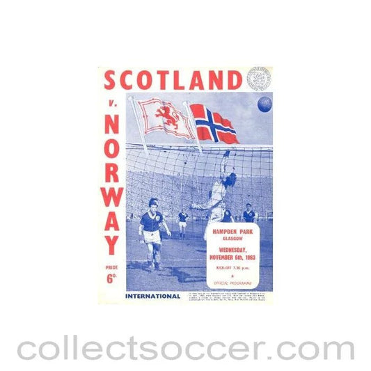 1963 Scotland v Norway official programme 06/11/1963 - Collect Soccer
