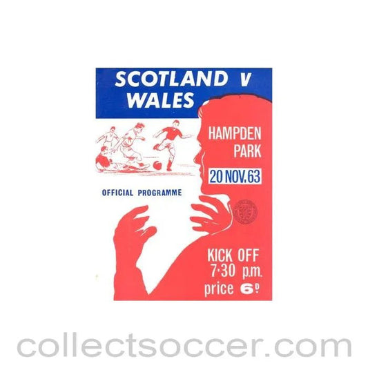 1963 Scotland v Wales official programme 20/11/1963 at Hampden Park - Collect Soccer