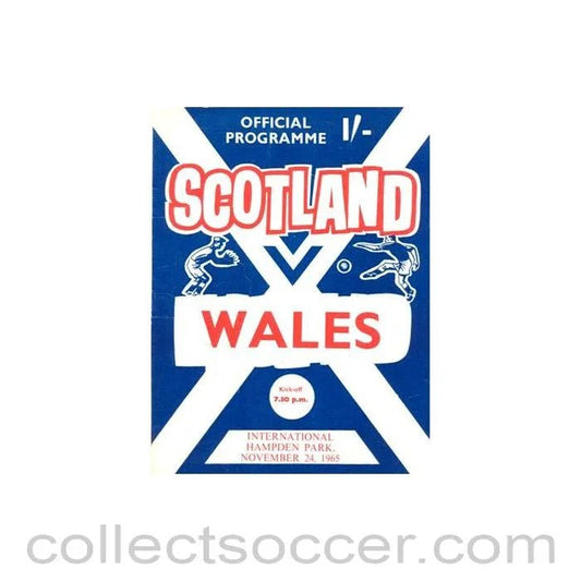 1965 Scotland v Wales official programme 24/11/1965 - Collect Soccer